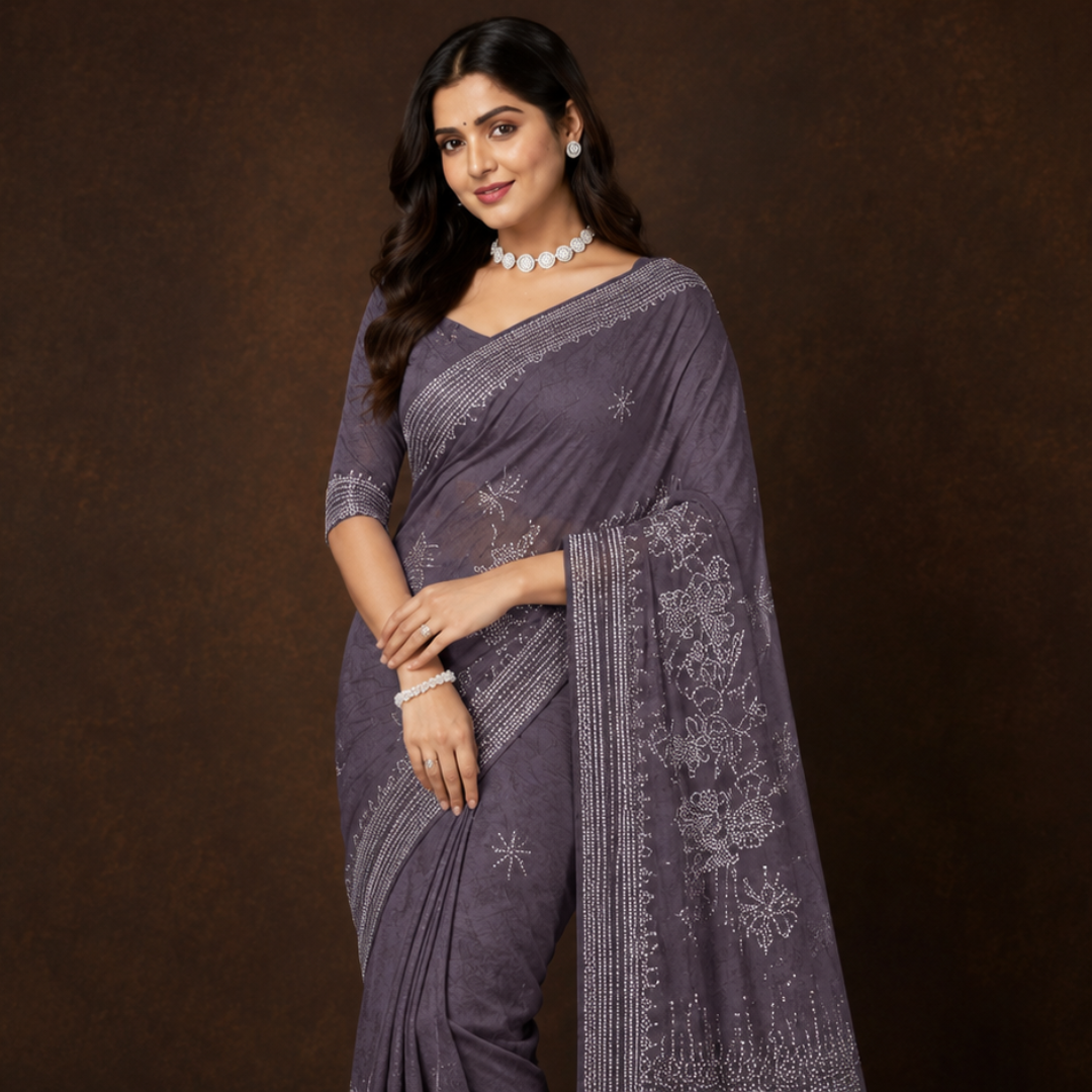 stunning shimmer saree